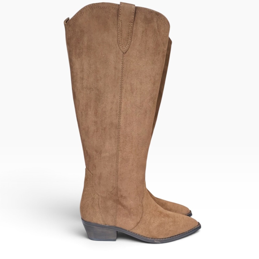 Chocolate Suede Knee High Western Boots Wide Calf Zip DV Dolce Vita Kit 6.5